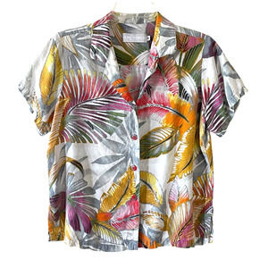 JAMS WORLD Men's Size Medium Pink Multi Button-Up Short Sleeve Hawaiian Shirt